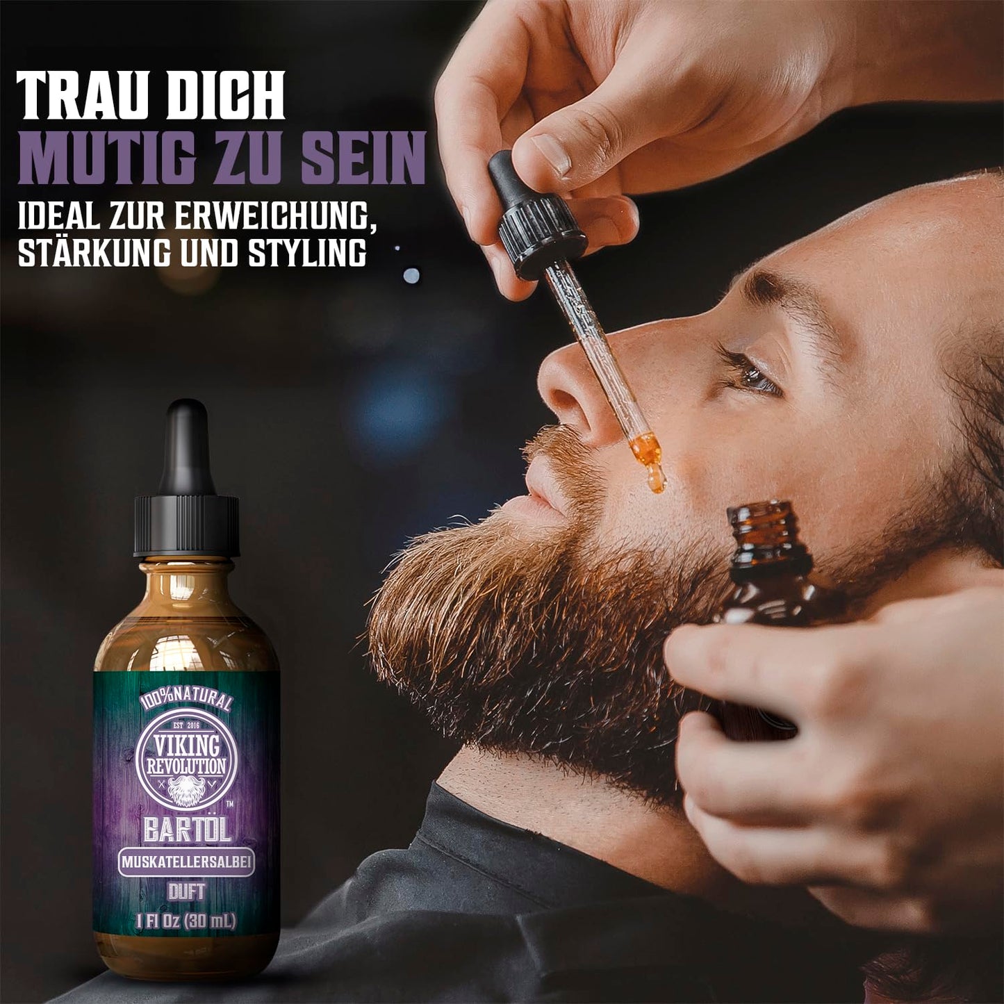 Viking Revolution - Bartöl - Macht Weich, Schützt und Stärkt - Natürliches Argan- und Jojobaöl - Bartöl Herren - Geschenke Für Männer - Sandelholz - 30 ml