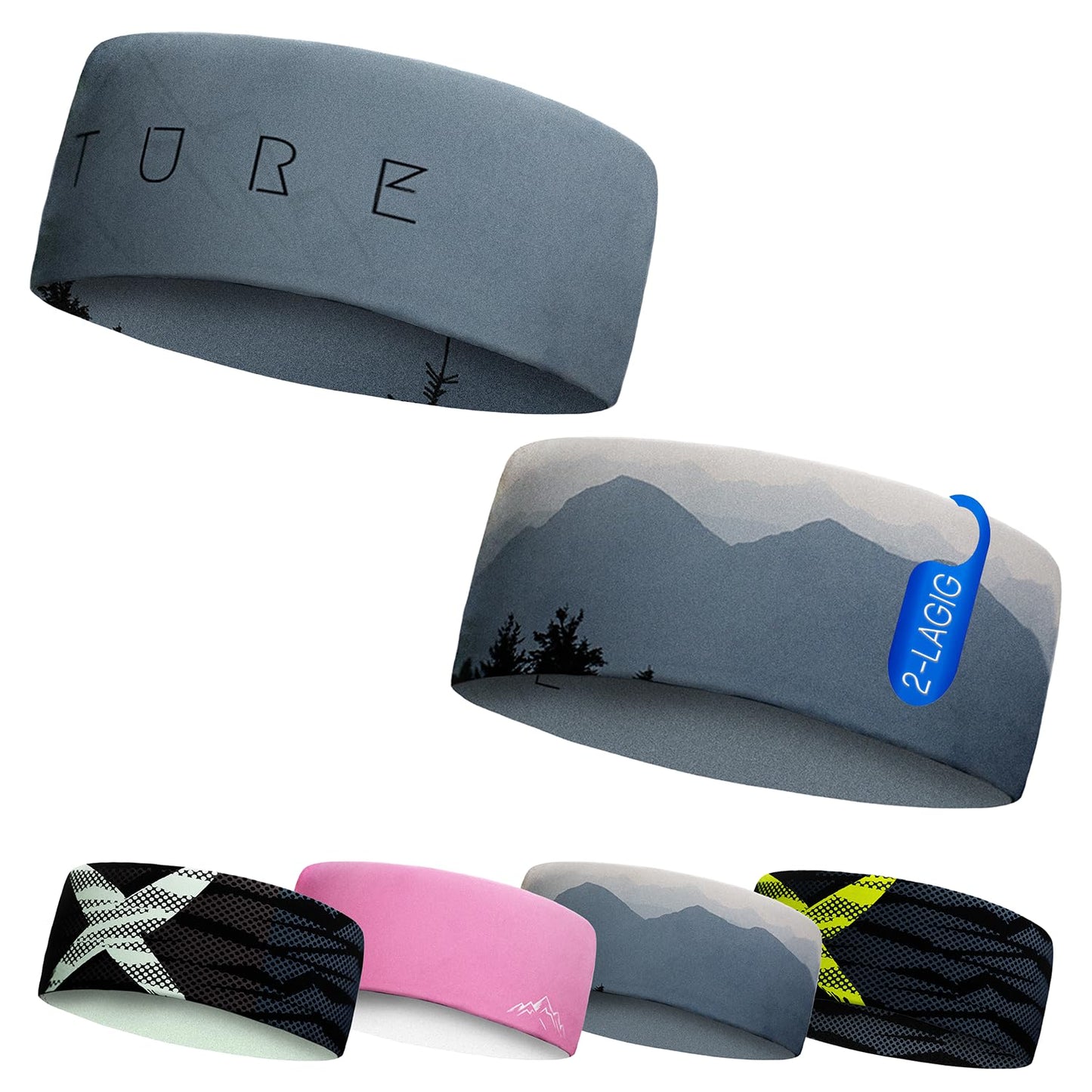 Junior 4-14 Jahre Sport Stirnband zum Wenden, 2-lagig für kalte Temperaturen, schnelltrocknend, Headband, Ohrenschützer, Schweißband, Haarband, Kopfband, Wandern, Laufen, Rad, Ski
