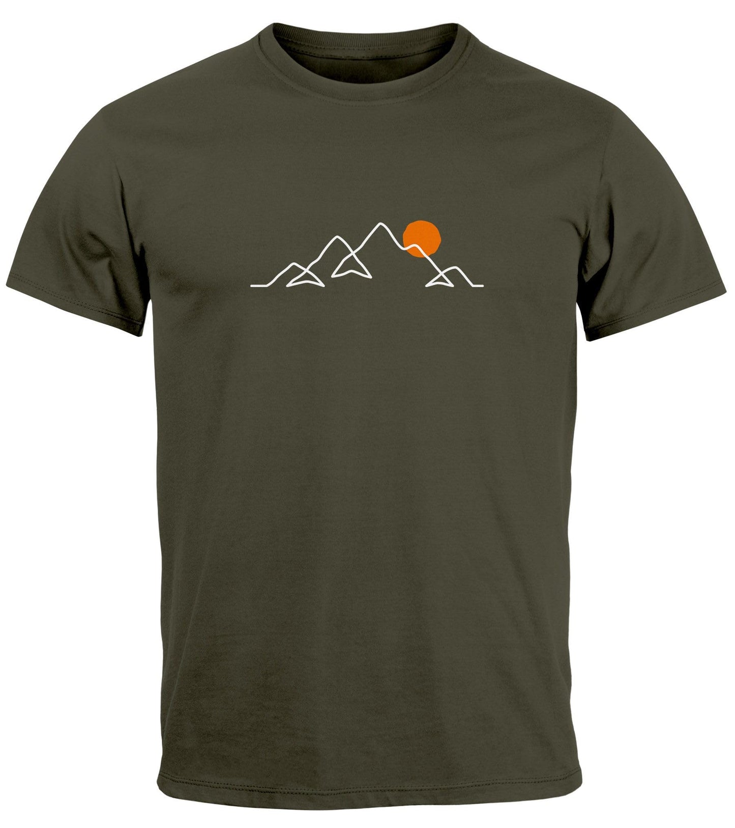 Neverless® Men’s Line-Art Mountain Print T-Shirt