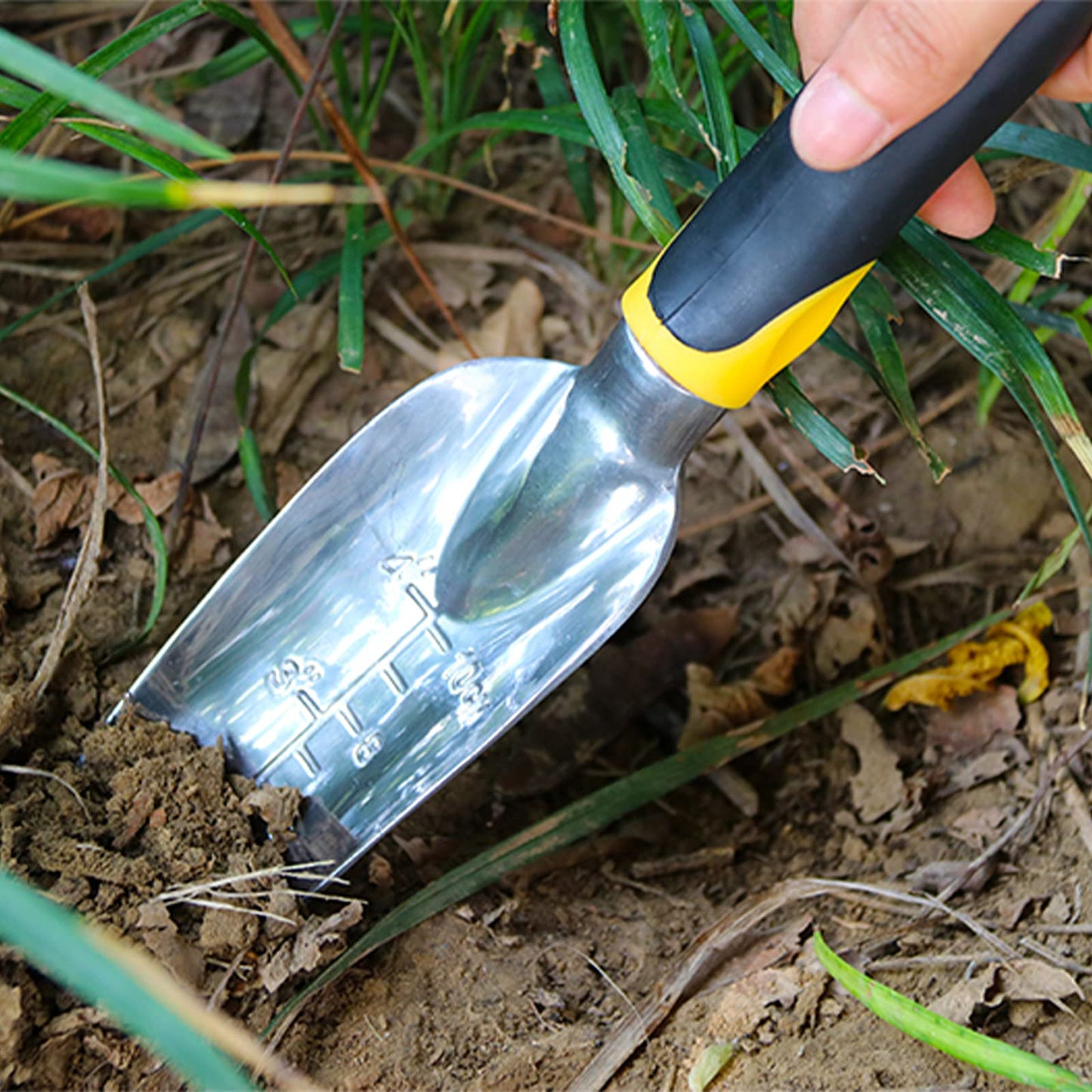 Gartenkelle, Handschaufel aus Edelstahl, Schaufel zum Pflanzen, Umpflanzen, Jäten, Umsetzen (Glatt)