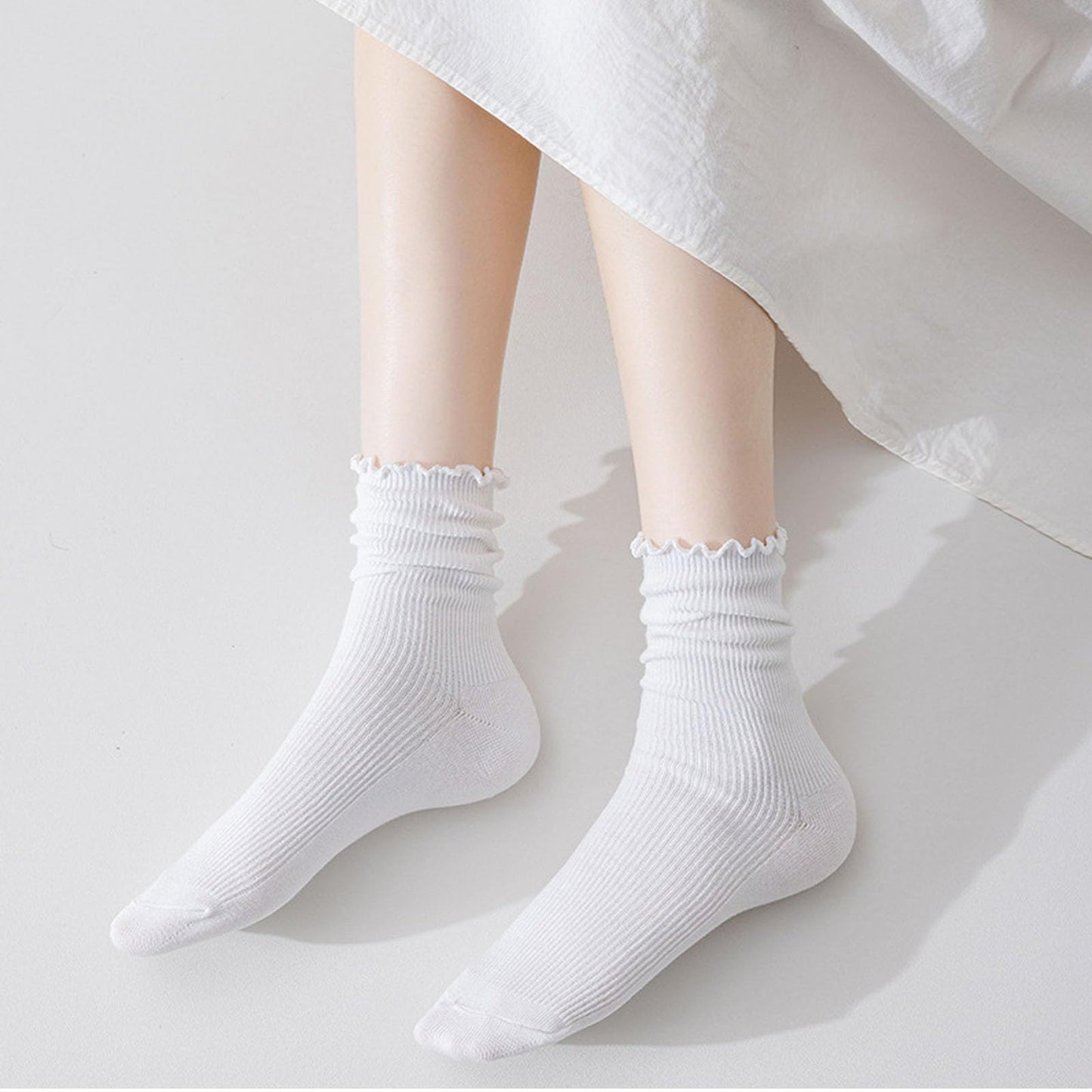 Women's Ruffle Socks – 6 Pairs Casual Cute Cotton Knit Socks