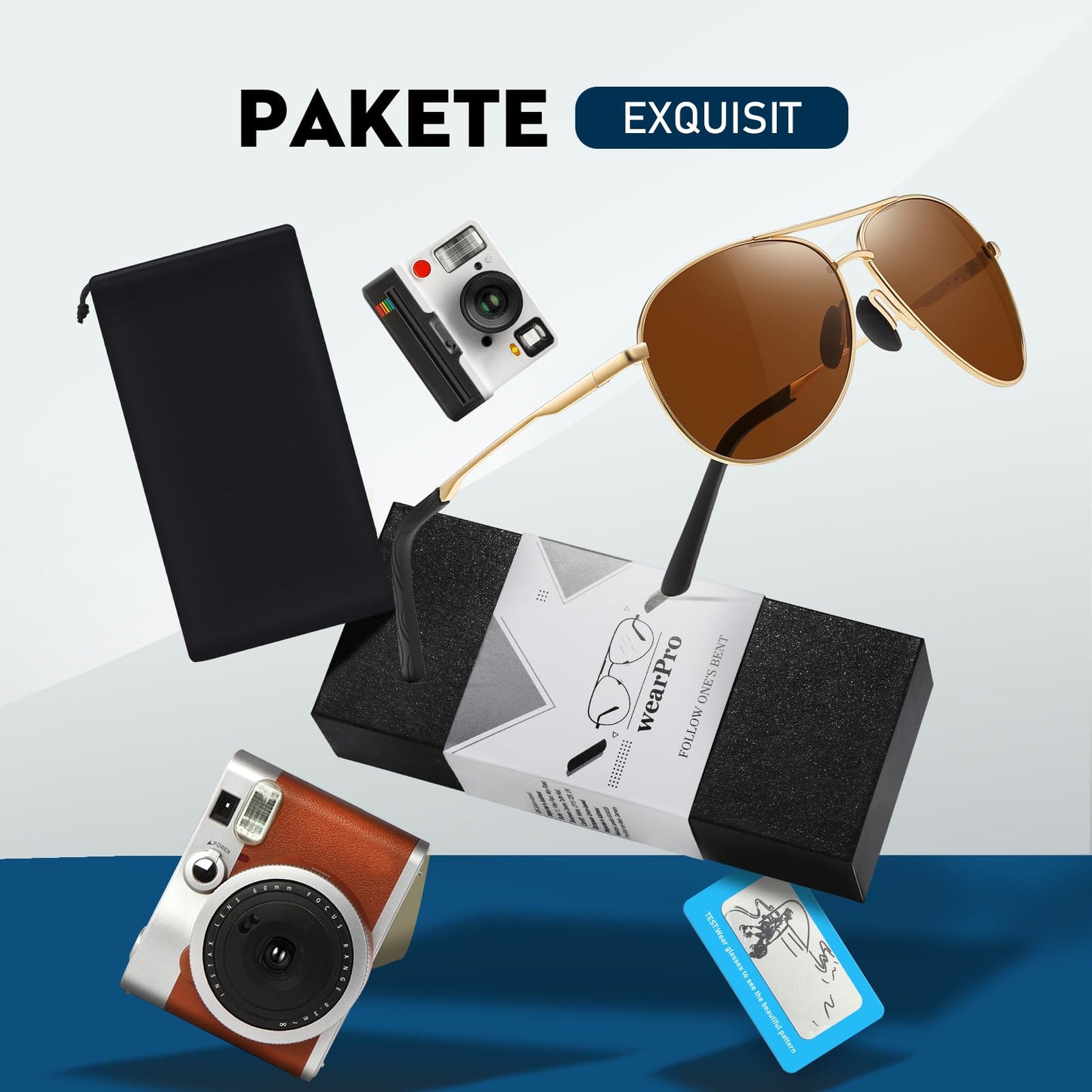 wearPro Sonnenbrille-Herren-Damen-Polarisiert Premium Metallrahmen Sonnenbrillen Unisex mit UV400 Schutz Vintage Schwarz Fahrerbrille