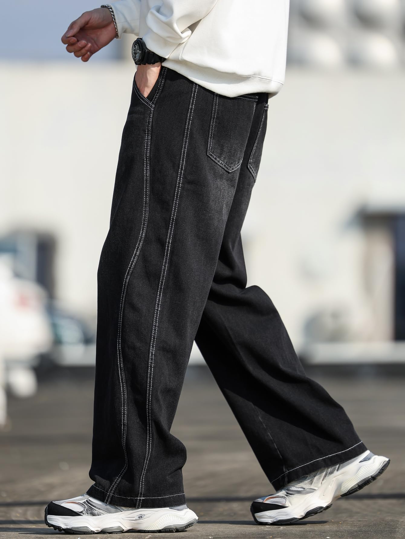 Zewool Men’s Irregular Seam Baggy Jeans
