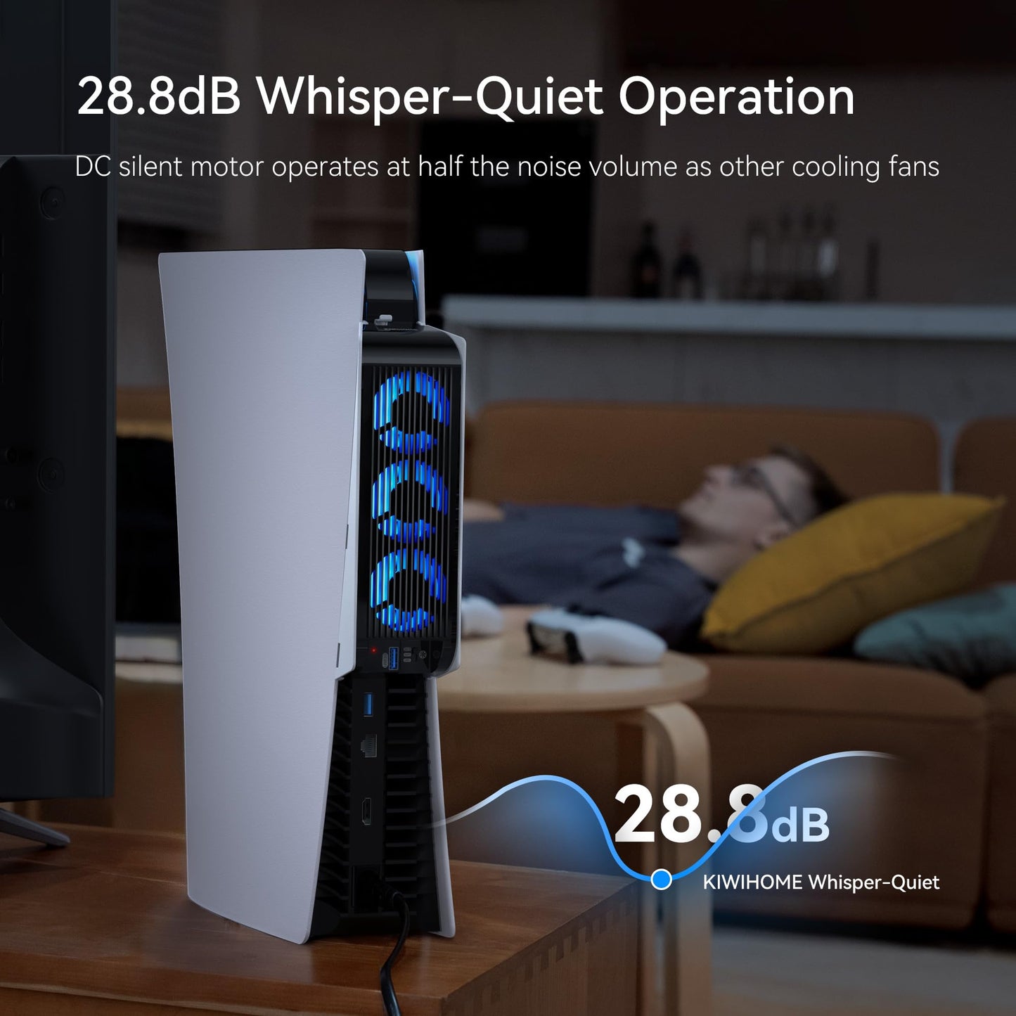Kühlzubehör für ALTE PS5-Version, KIWIHOME PS5-Lüfter mit LED, automatischer Geschwindigkeitsregelung und USB3.0-Hubs, für PS5 Disc und Digital Edition, nicht für PS5 Slim/PS5 Pro (Weiß)