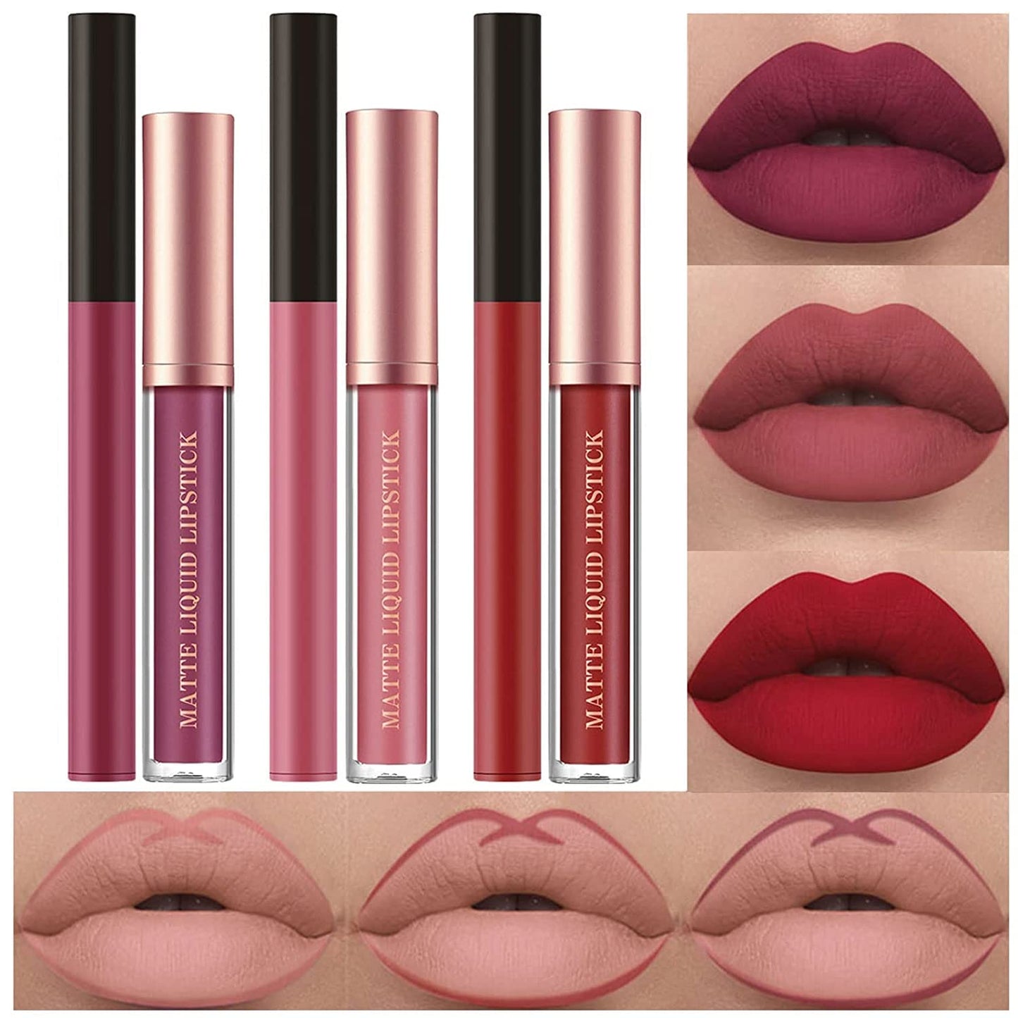6-Piece Matte Lipstick Lip Liner Set – Long-Lasting Waterproof Non-Fading