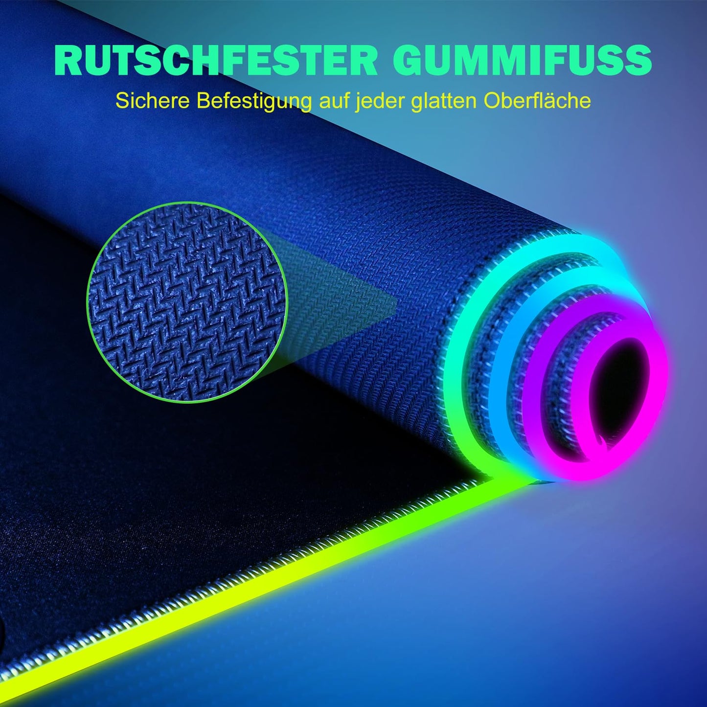 RGB Gaming Mauspad 15W Qi Mousepad LED, 10 Beleuchtungsmodi mit 15W Schnellladung Qi Kabelloses Laden für I-Phone Handy, Kopfhörer, Wasserdicht, rutschfest für Gaming, Schreibtische, PC und Büro
