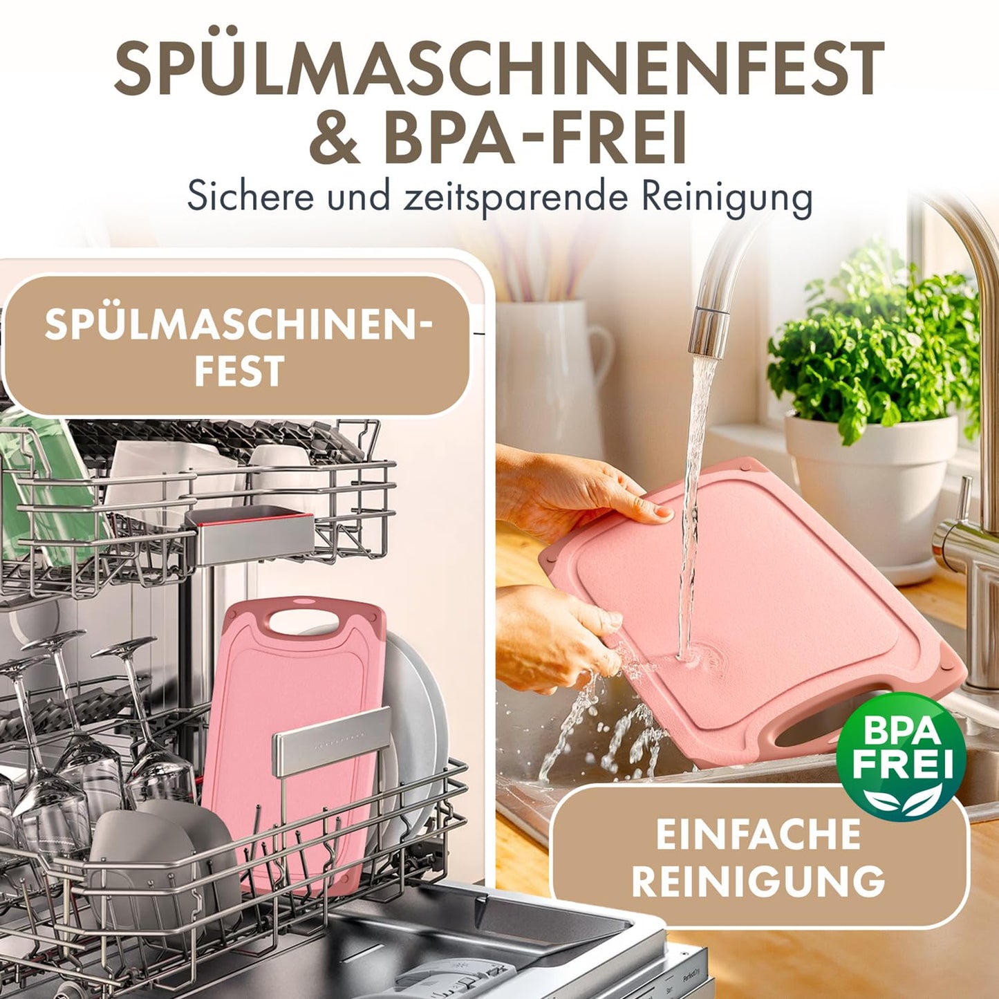 Blumtal Schneidebrett Set mit 3 Größen (S/M/L) - Schneidebrett Kunststoff groß + Saftrillen & Griff - Cutting Board - Küchenbrett BPA frei - Schneidbrett Spülmaschinenfest - Schneidebretter Grau