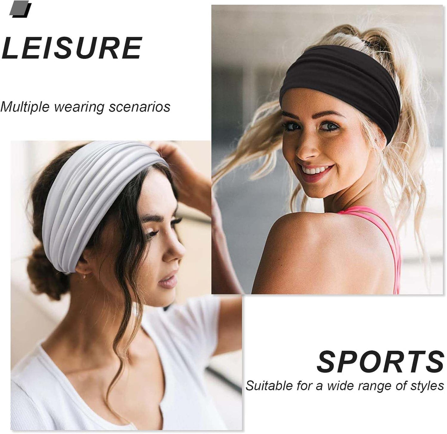 BELEVO Haarband Damen, Extra Breit Stirnband Damen Dünn 18cm Haarbänder Elastische Stirnbänder Weiche Haarreifen Headband Haarschmuck für Yoga Sport 4 Stück