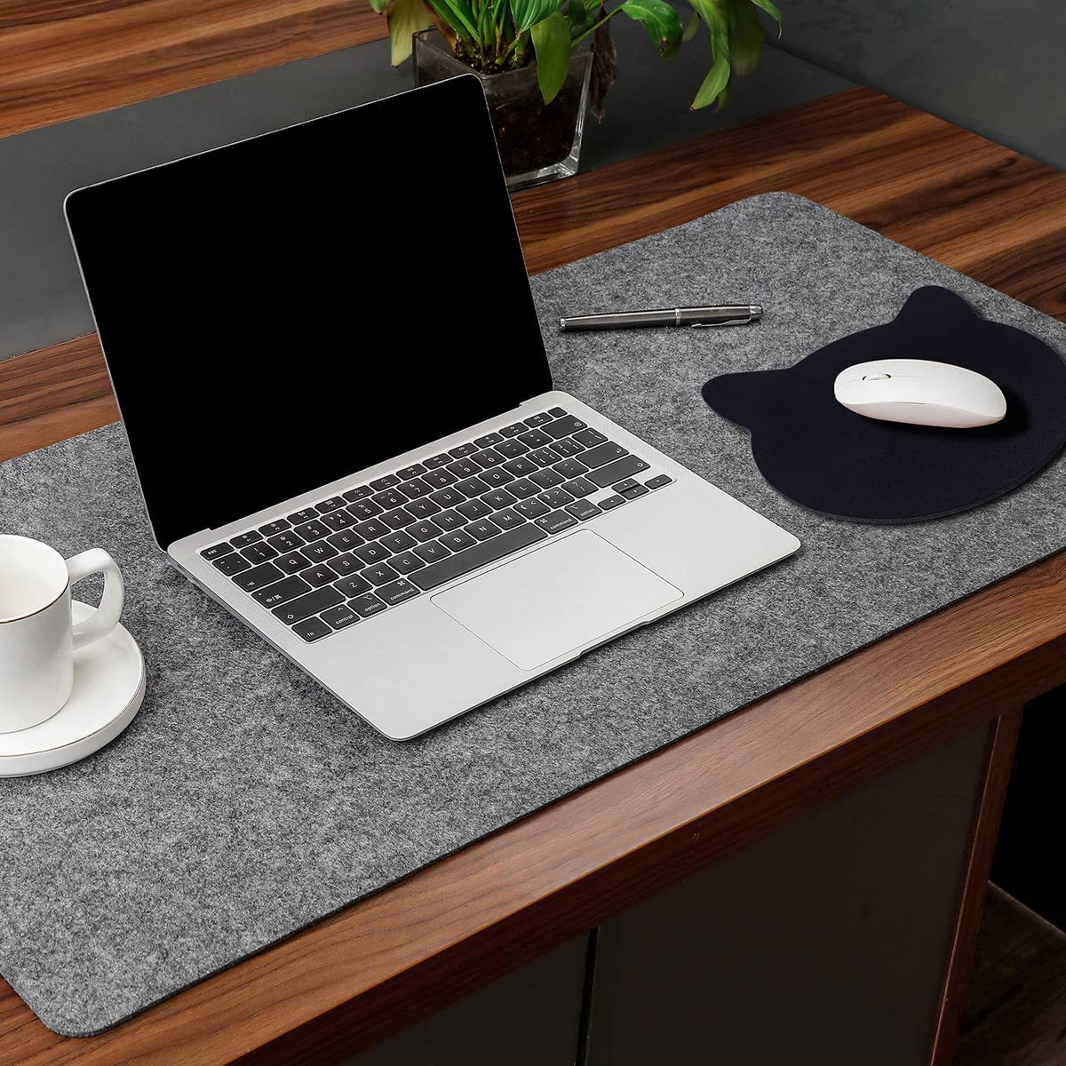 Mauspad Katzenmotiv, Mousepad Schreibtischzubehör Nette Office Gaming Laptop Mausmatte Schwarz