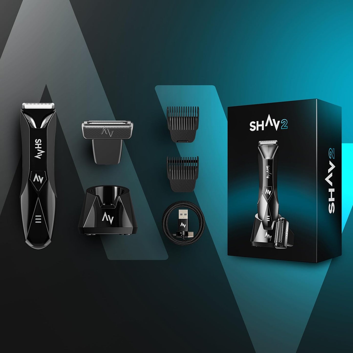 SHAV 2™ CutFree Intimrasierer für Männer Wasserdichter Elektrischer Trimmer Nass/Trocken Haarschneider mit Wechselbarem Keramikklingen-Modul, Bodygroomer für Intim und Körperhaar Männerpflege Rasierer