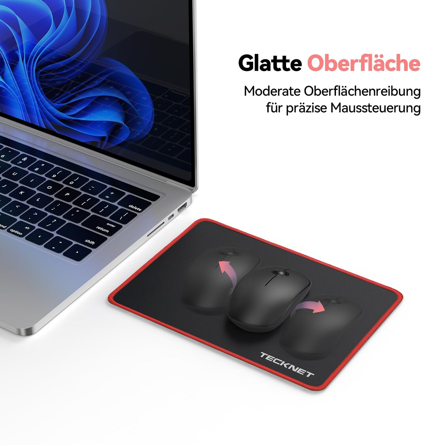 TECKNET Mauspad, 3 Pack Mousepad 270 x 210 mm, wasserdichte Gaming Mauspad Mausmatte mit vernähte Kanten, rutschfeste Gummiunterseite, Glatte Oberflächen, Geeignet für Computer, Laptop und PC