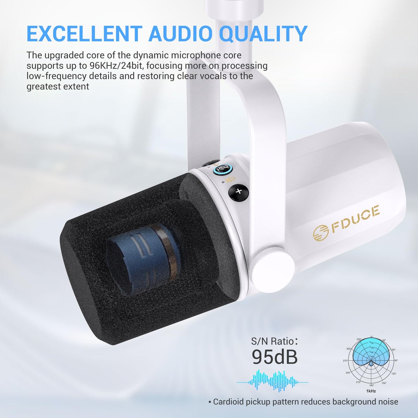 FDUCE SL40X XLR Dynamic Microphone Set for Vocal Recording, Podcasting, Gaming, Live Streaming and Broadcasting, All-Metal Microphone, Voice Isolating Technology, Black