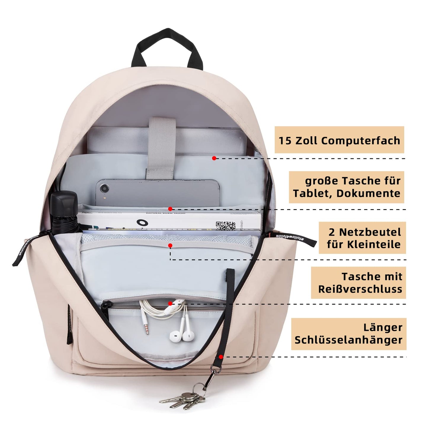 KALIDI Unisex Backpack with Laptop Compartment