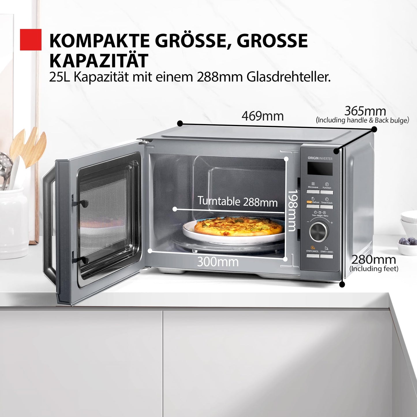 Toshiba MW2-MG20PF(BK)/GE Mikrowellenherd 800 W mit knuspriger Grill- & Kombigarfunktion, 5 Leistungsstufen, 1000 W Grillleistung, Schwarz