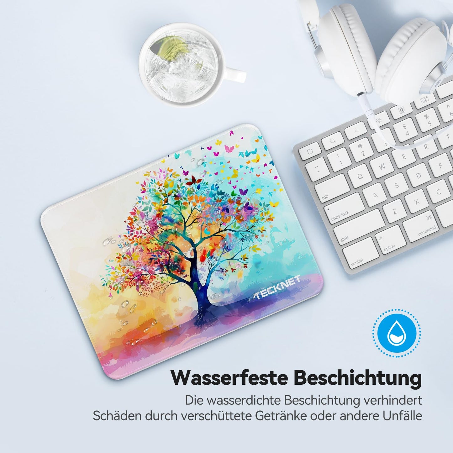 TECKNET Mauspad, 280 x 210 mm Gaming Mousepad mit Wasserdicht und Rutschfester Gummi für PC-Büro, Arbeit, Gaming, Studium, Laptop, Computer, Zuhause-Schwarz