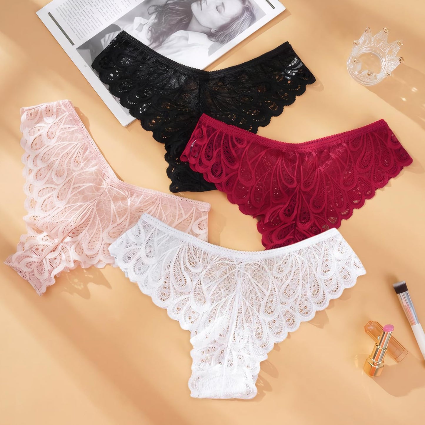 Lishang Women's Lace Thong 5-Pack - Sexy Low Waist Lingerie