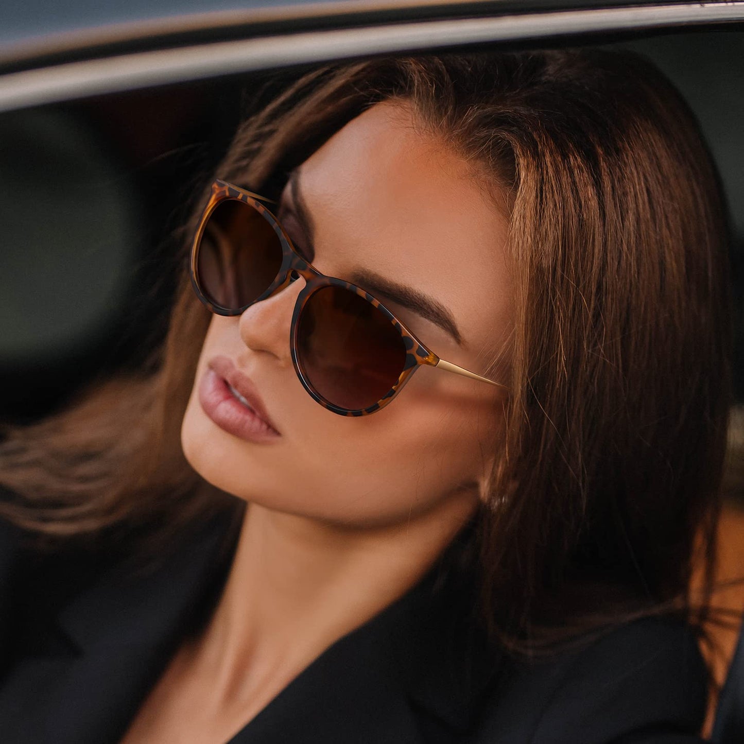kunchu Sonnenbrille-Damen-Polarisierte-Sonnenbrille-Rund-UV400-im-Retro-Sonnenbrille-für-Damen & Herren Schutz Vintage
