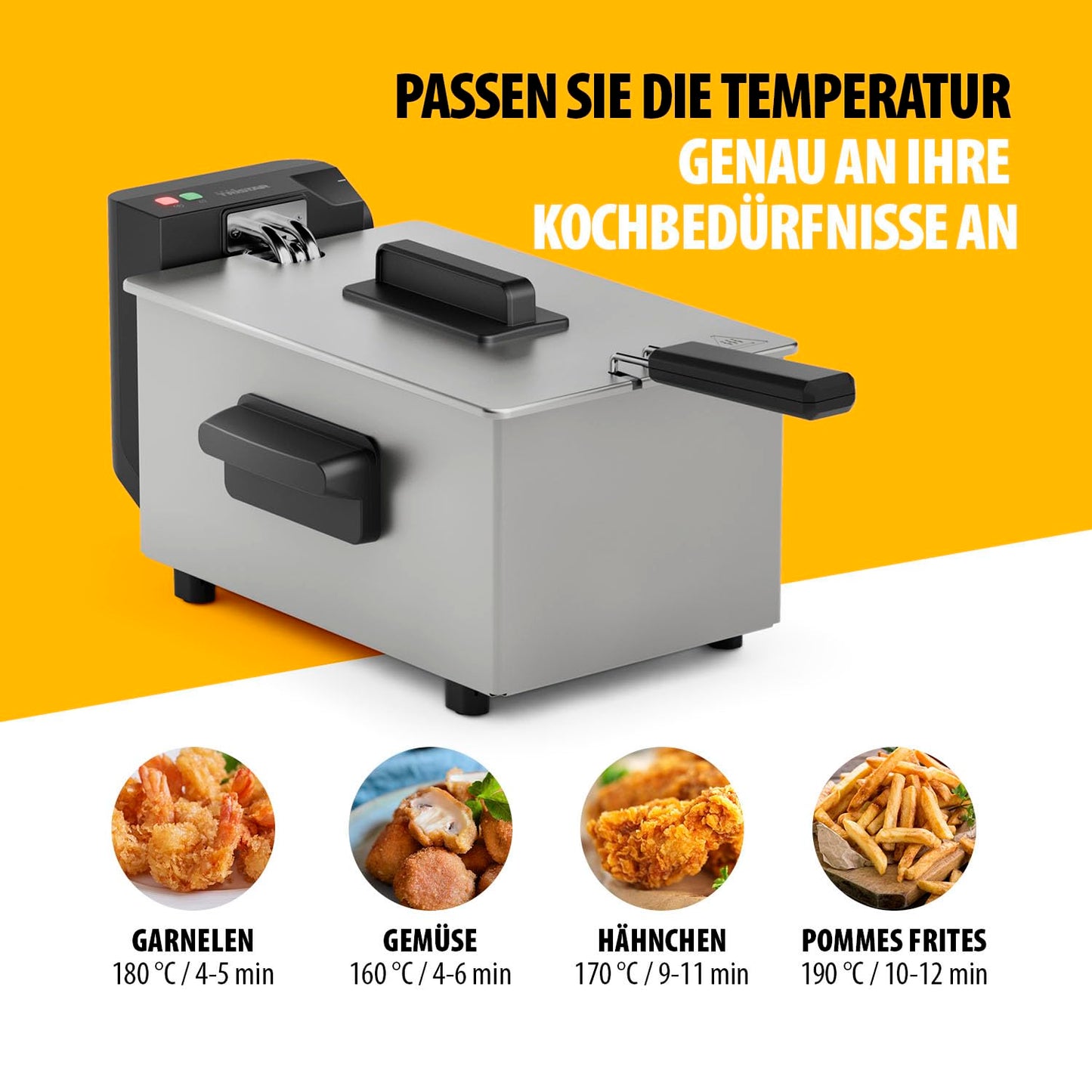Tristar Fritteuse, 3L Kapazität, 2000 W, Cool Zone Technologie, Edelstahl, Einstellbares Thermostat, Leicht zu Reinigen, Abnehmbare Teile, FR-9325, Silver, NEU