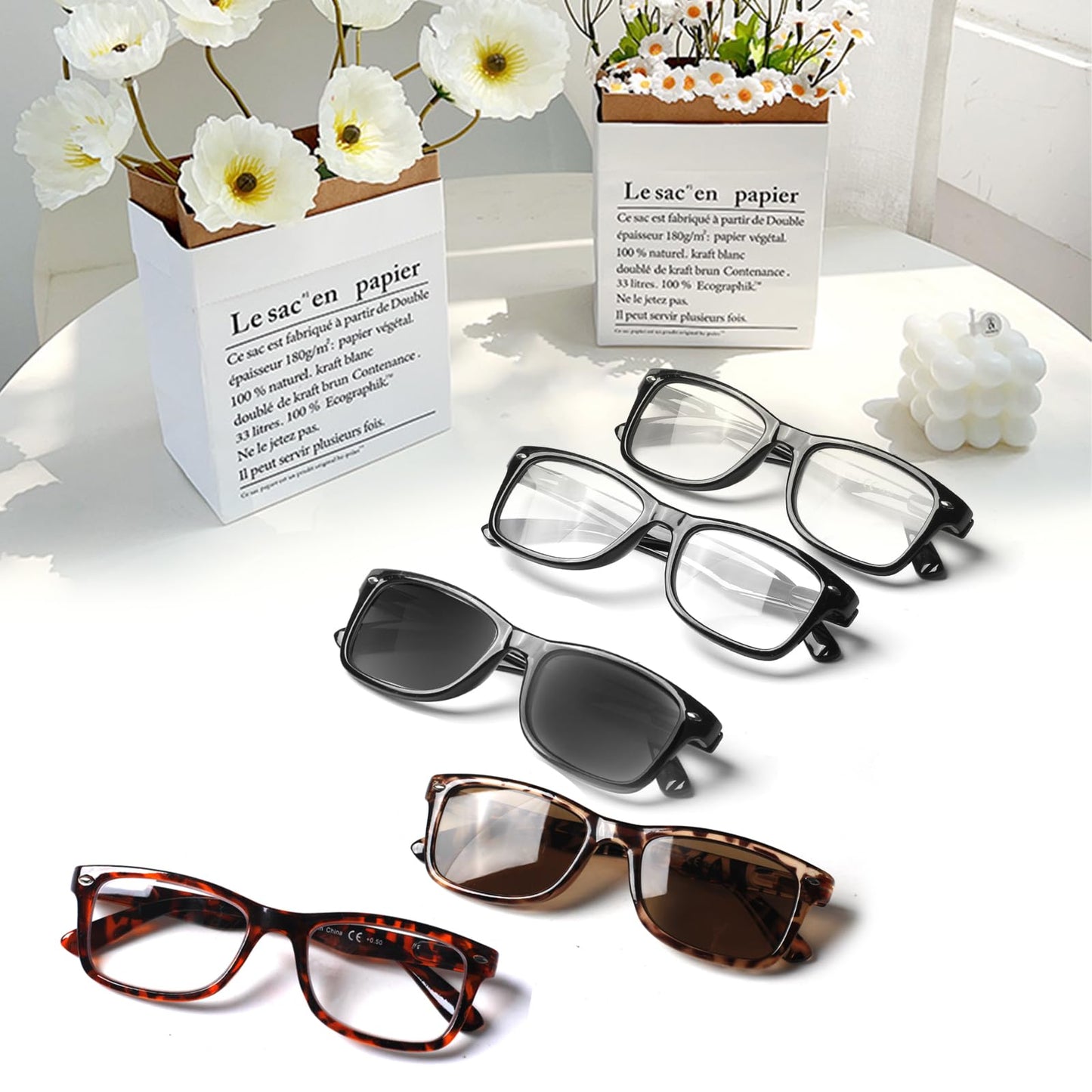 COJWIS 5 Pack Lesebrille Blaulichtfilter Brille Herren Damen Schwarz Leser Computer Brillen Feder Scharnier Lesebrillen (5 Schwarz, 2.75, Dioptrien)