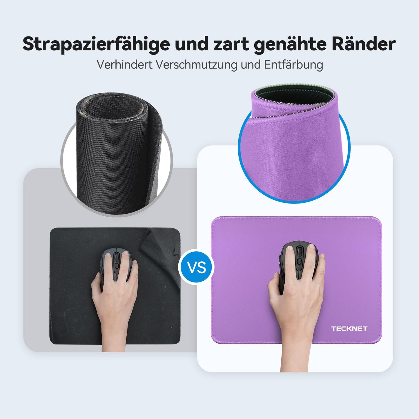 TECKNET Mauspad, 280 x 210 mm Gaming Mousepad mit Wasserdicht und Rutschfester Gummi für PC-Büro, Arbeit, Gaming, Studium, Laptop, Computer, Zuhause-Schwarz