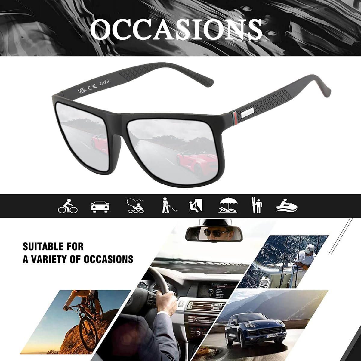 Perfectmiaoxuan Polarisierte Sonnenbrille Herren/Damen ; Vintage/Klassisch/Elegant Brillengestell; HD-Pilotobjektive; Golf/Fahren/Angeln/Reisebrille/Outdoor-Sportarten Mode Sonnenbrille
