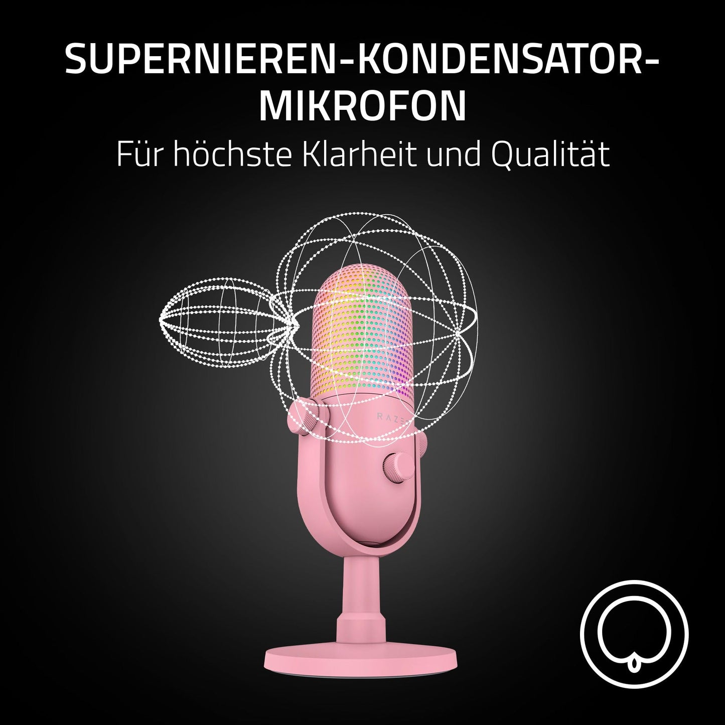 Razer Seiren V3 Mini - Ultrakompaktes USB-Mikrofon (14mm Supernieren Kondensatormikrofon, Tap-to-Mute-Sensor mit LED-Anzeige, integrierter Stoßdämpfer, Plug-and-Play Design) Schwarz
