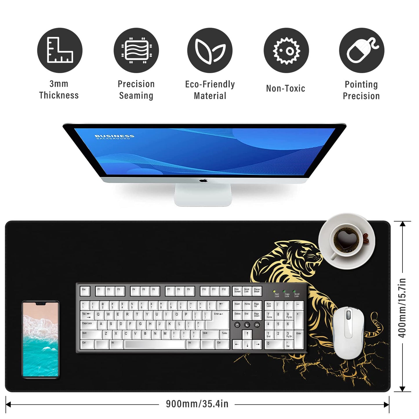 Anpollo Gaming Mouse Mat XXL 900 x 400 x 3 mm Non-Slip Desk Mat Table Mat Multifunctional Office Mouse Mat, Type 1