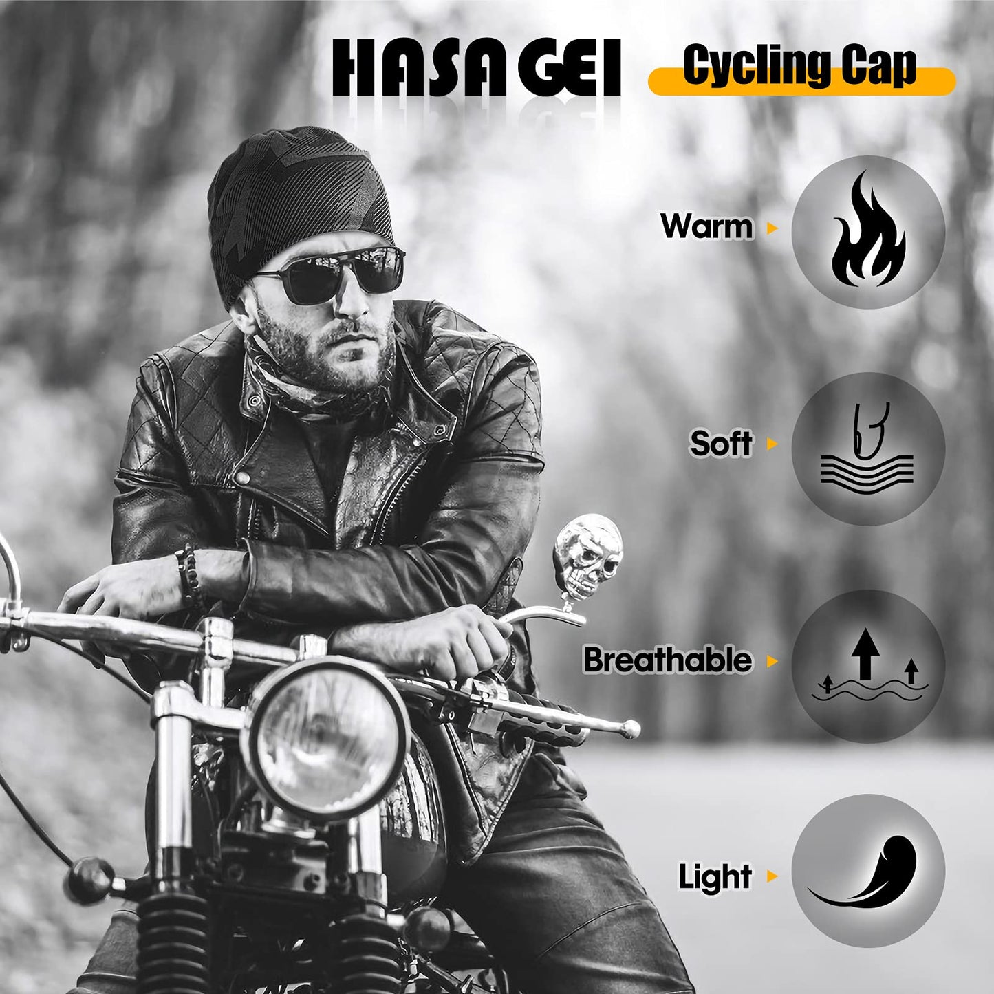 HASAGEI Laufmütze Herren Damen Fahrradmütze unter Helm Mütze Beanie Kalten Jahreszeit Warm Sportmütze Antistatisch Bedruckter Hut für Freizeitaktivitäten Joggen Reisen Ski Bergsteigen Radfahren