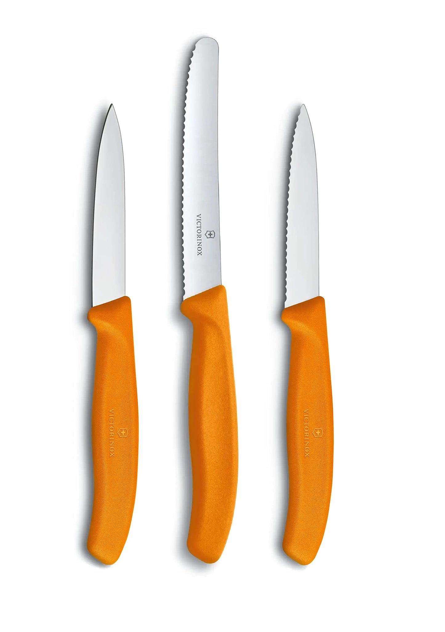 Victorinox Swiss Classic Gemüsemesser-Set, 3-teilig, Obstmesser, Gerader Schliff, Extra Scharf, Robuster Kunststoffgriff, mehrfarbig