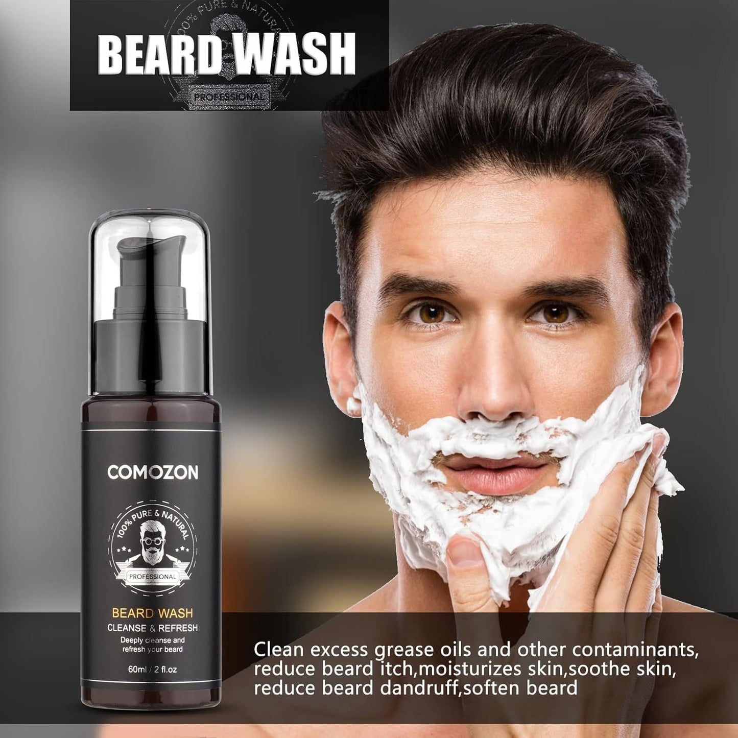 Bartroller,Bartpflege Set Mit Bart Roller Bartwuchsmittel Männer Comozon Bartroller Beard Growth Kit Mit Bartshampoo Bartöl Bartbalsam Rasiermesser Bartbürste Bartkamm Bartschere