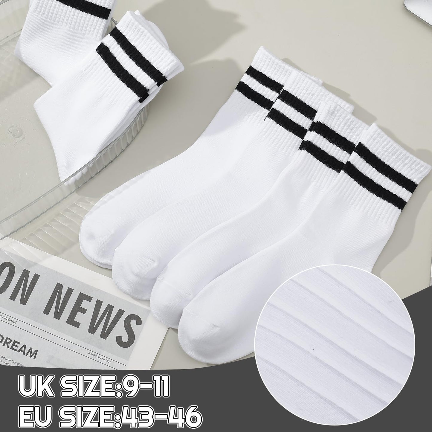 Taonganui Men’s Tennis Socks – 6-Pack Striped Cotton Sports Socks