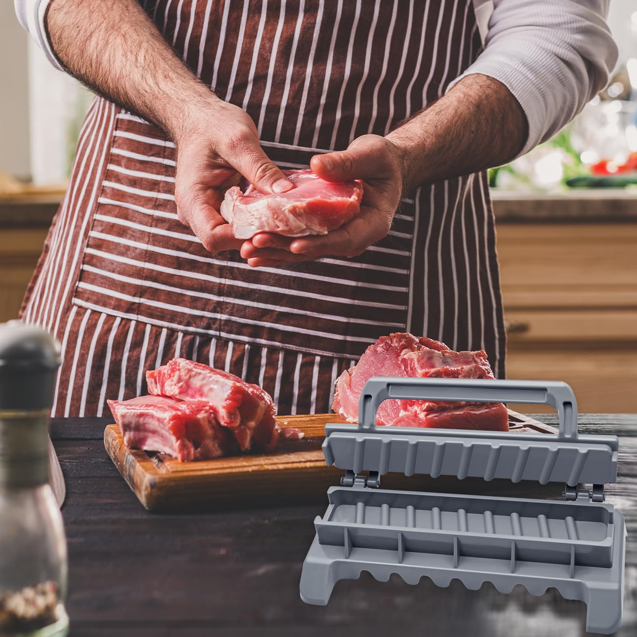 PAXLINSEN Großer Kebab Maker Kunststoff Presse mit 6 Edelstahl Spieße und 1 Schäler, Kabob Spieße Barbecue Maschine Maker Form, tragbare einfach zu bedienen Kebabs Wesentliche Grillen Werkzeug