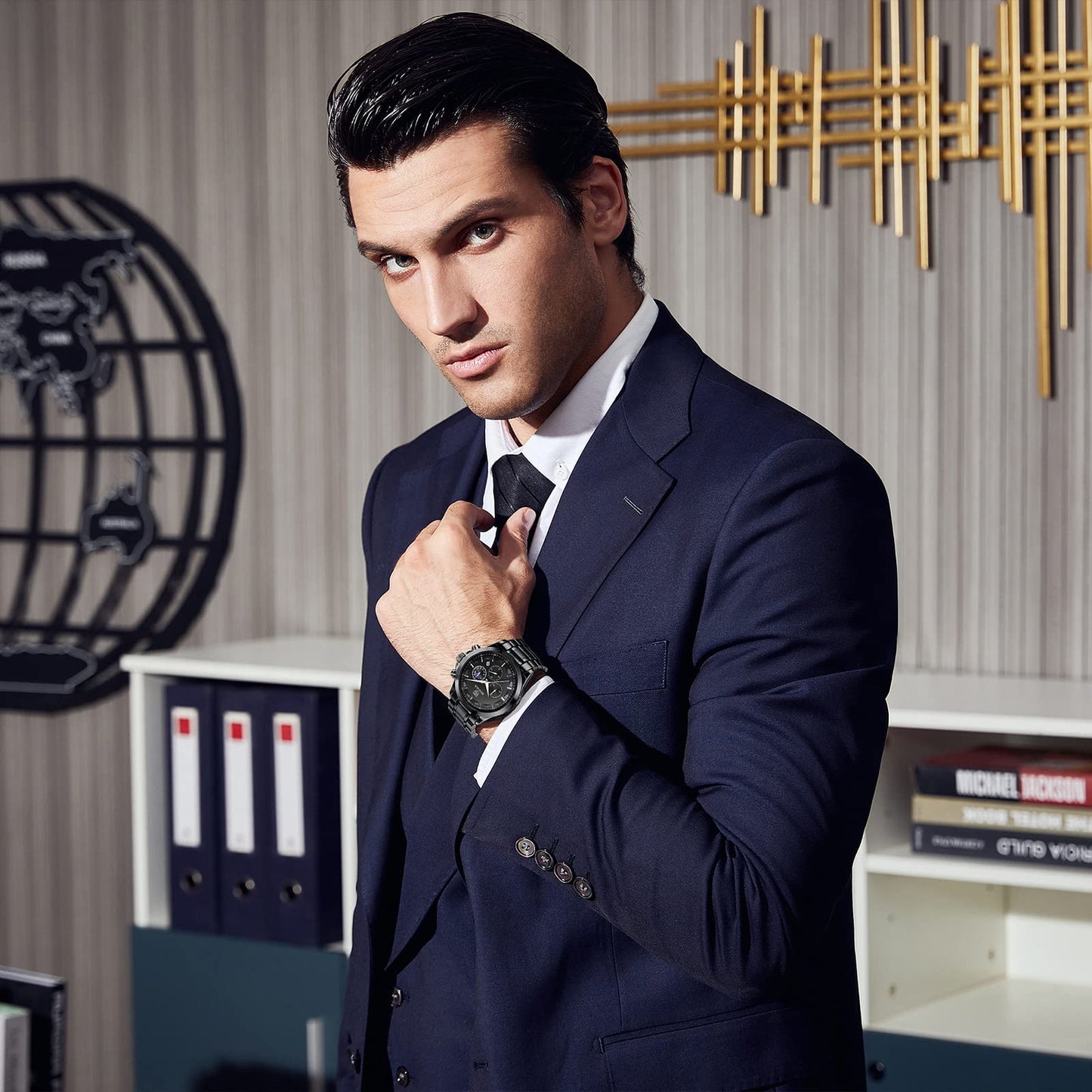 BY BENYAR Uhren Herren Chronograph Analog Quarz Wasserdicht Armbanduhr Herren Mode Lässig Business Herrenuhr mit Kalender Lederarmband/Edelstahlarmband Uhr Geschenk für Männer