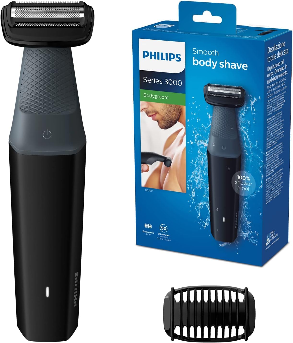 Philips OneBlade Intimate - Elektrischer Intimrasierer und Intimtrimmer für Männer und Frauen, mit extra Hautschutz, 2x SkinProtect Klingen, 1x 3-mm-Trimmaufsatz, QP1924/30, Weiß
