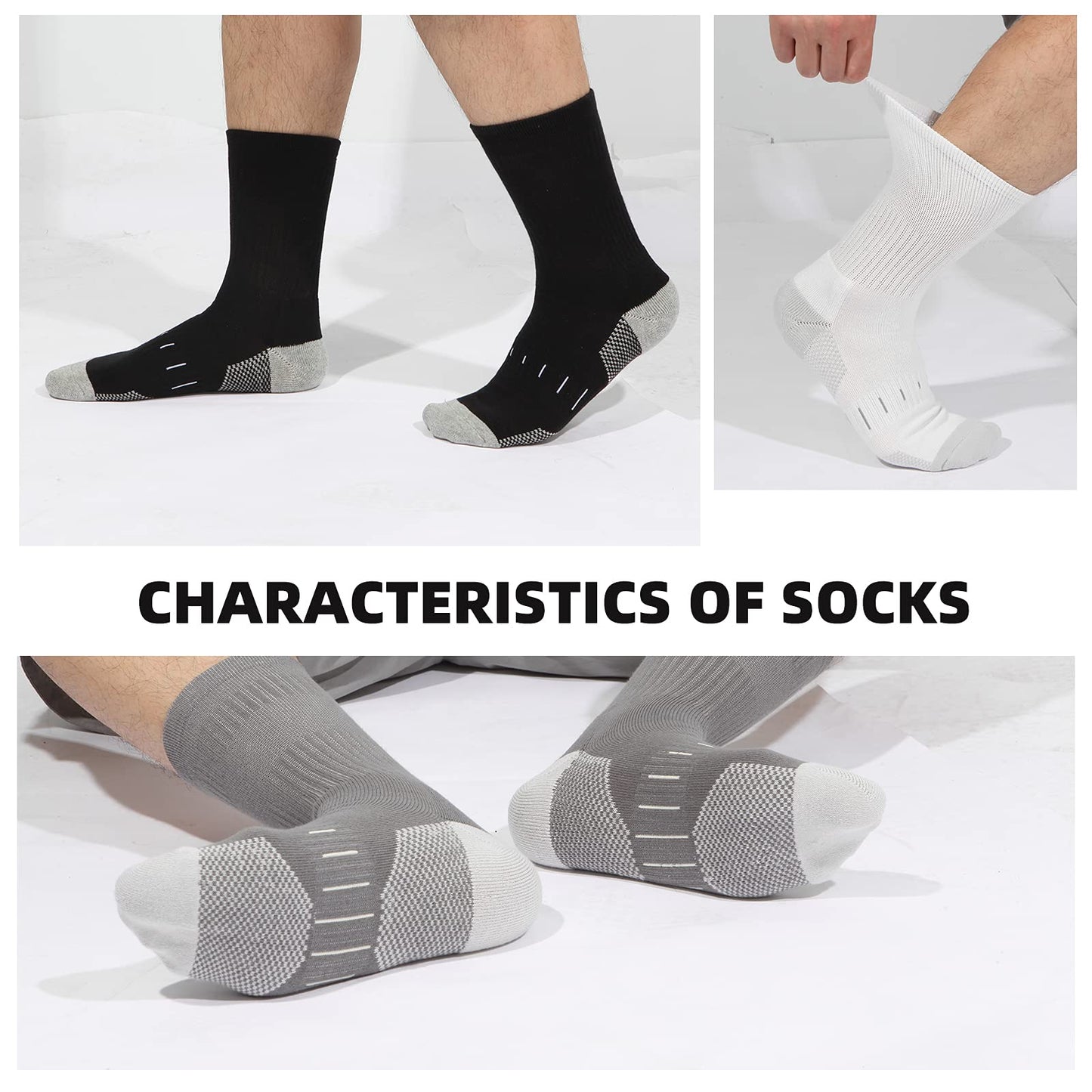 BUDERMMY Men’s Cushioned Hiking & Sports Socks – 6 Pack