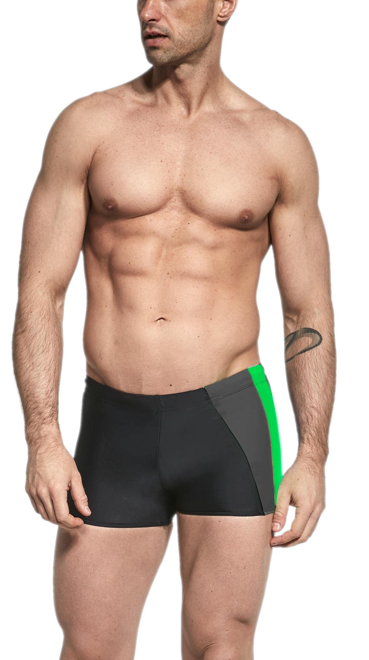 Men’s Short Swim Briefs – Asymmetric Design with Side Stripe