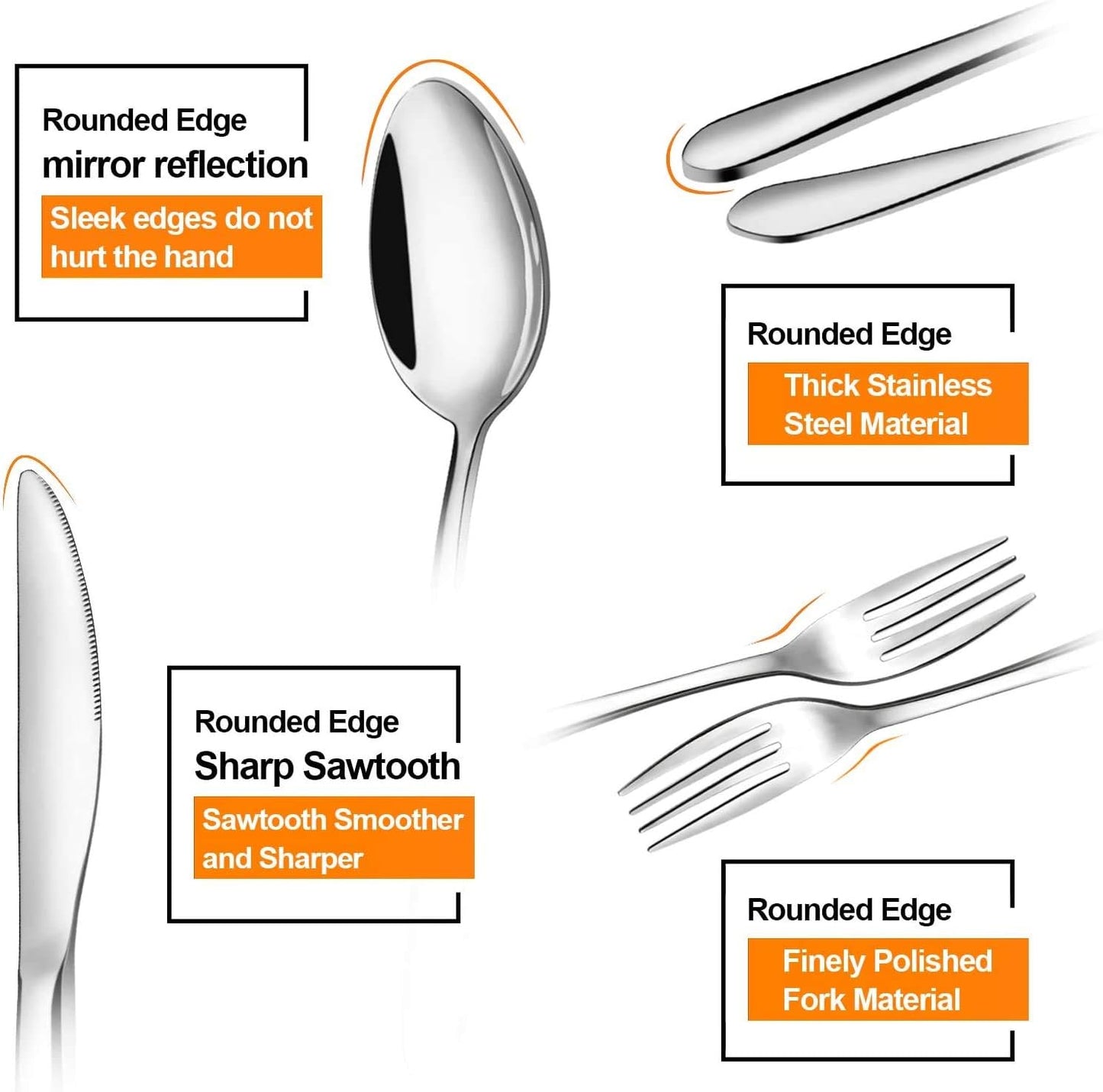 48 teiliges Besteck Set 8 Personen, Edelstahl Besteckset mit Servierbesteck, Essbesteck mit Gabeln Messer Löffel Servierset, poliert, Spülmaschinenfest