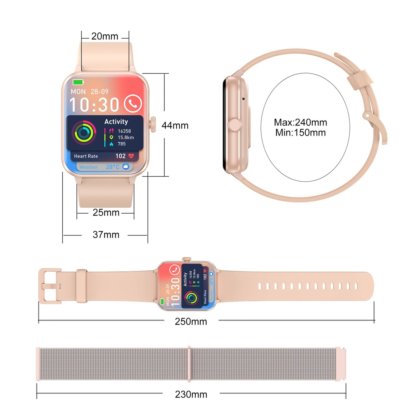 Blackview Smartwatch Herren Damen mit Telefonfunktion(Anrufe tätigen/empfangen)/Message Reminder, Sportuhr mit 100+Sportmodi, Fitnessuhr,Puls-Schlaf-Monitor, Schrittzähler, Smart Watch für Android iOS