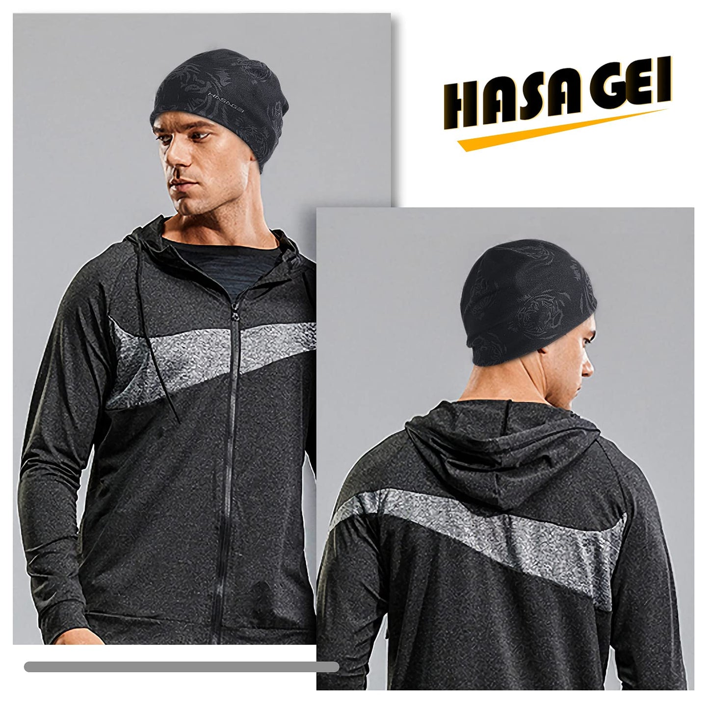 HASAGEI Laufmütze Herren Damen Fahrradmütze unter Helm Mütze Beanie Kalten Jahreszeit Warm Sportmütze Antistatisch Bedruckter Hut für Freizeitaktivitäten Joggen Reisen Ski Bergsteigen Radfahren