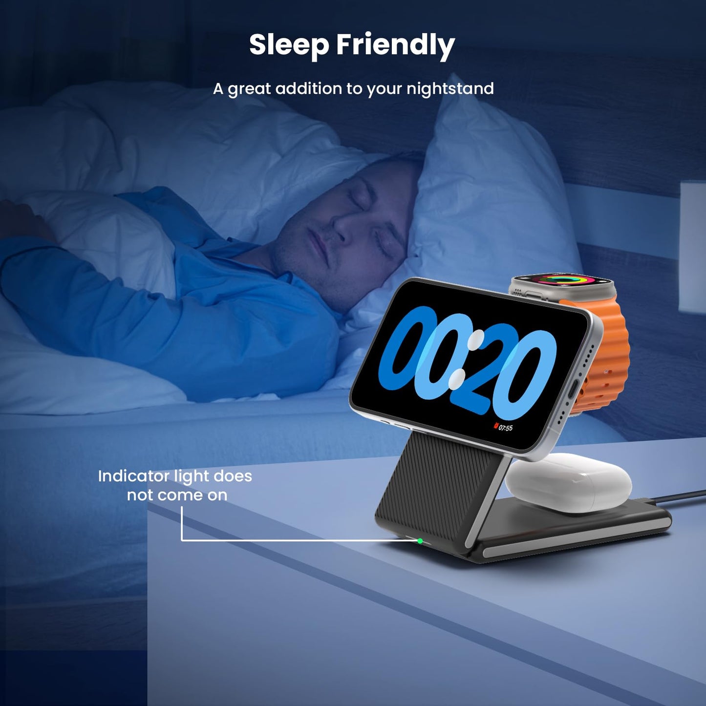 CIYOYO 3-in-1 Wireless Charging Station, Foldable MagSafe Charger for iPhone 16/15/14 Pro Max/Plus, Wireless Charger Stand for Apple Watch 10/9/8/7/6/5/Ultra, for AirPods 4/3/2/Pro, with Adapter