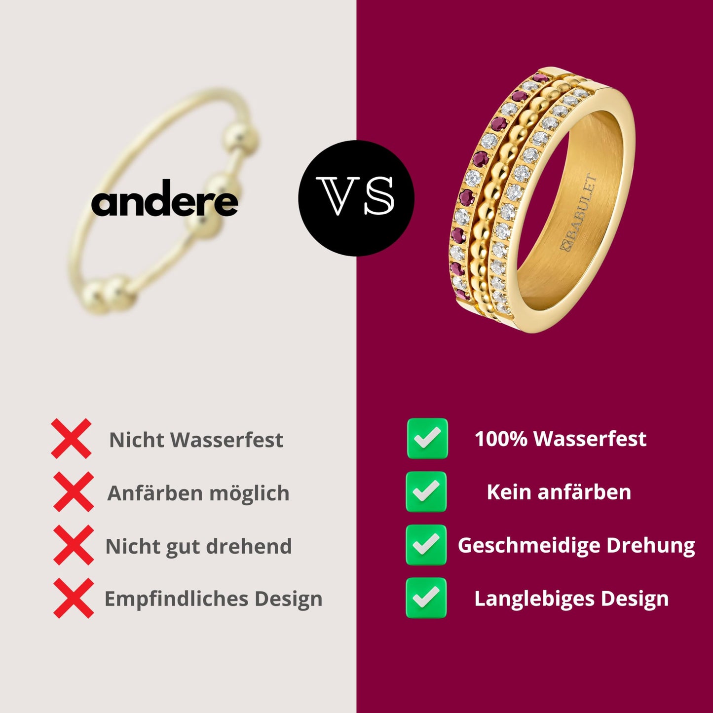 Gold Anxiety Ring for Women – Stress-Relief Spinner Ring