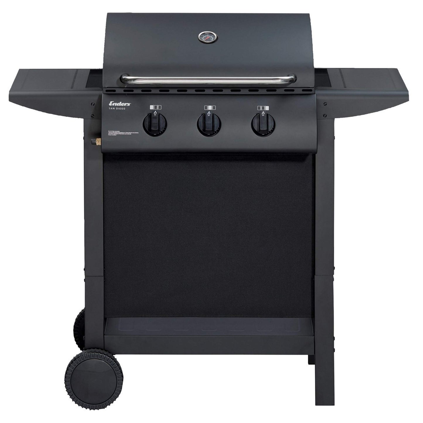Enders Gasgrill SAN DIEGO 3, mit Thermometer, 3-Brenner aus Edelstahl, kleiner , Rost, Balkon-Grill, stabile Seitenablagen, leistungsstark, 50,5x33 cm/1.666,5 cm², 81166