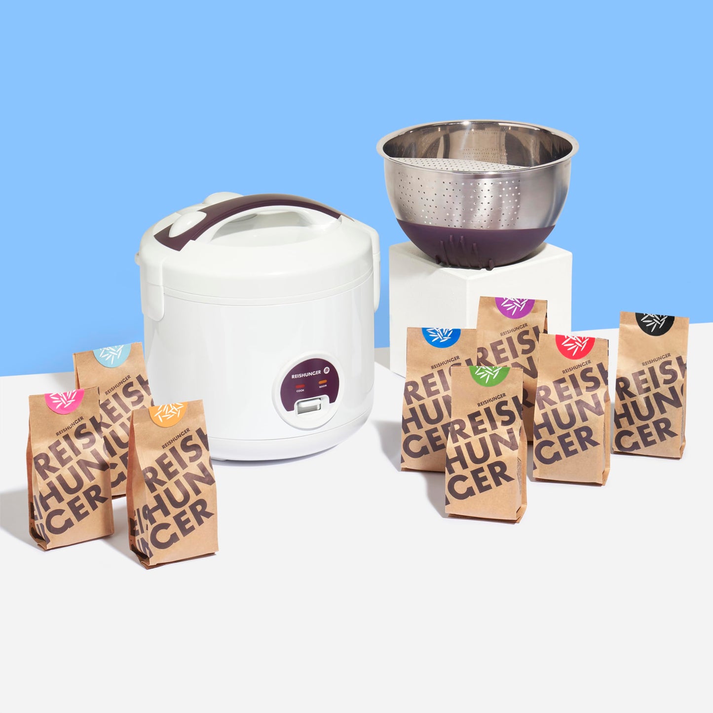 REISHUNGER Reiskocher & Dampfgarer mit Keramikbeschichtung - 1,2 L, Schwarz - Für 1-6 Personen - Schnelle Zubereitung ohne Anbrennen - Mit Warmhaltefunktion inkl. Dämpfeinsatz, Löffel & Messbecher