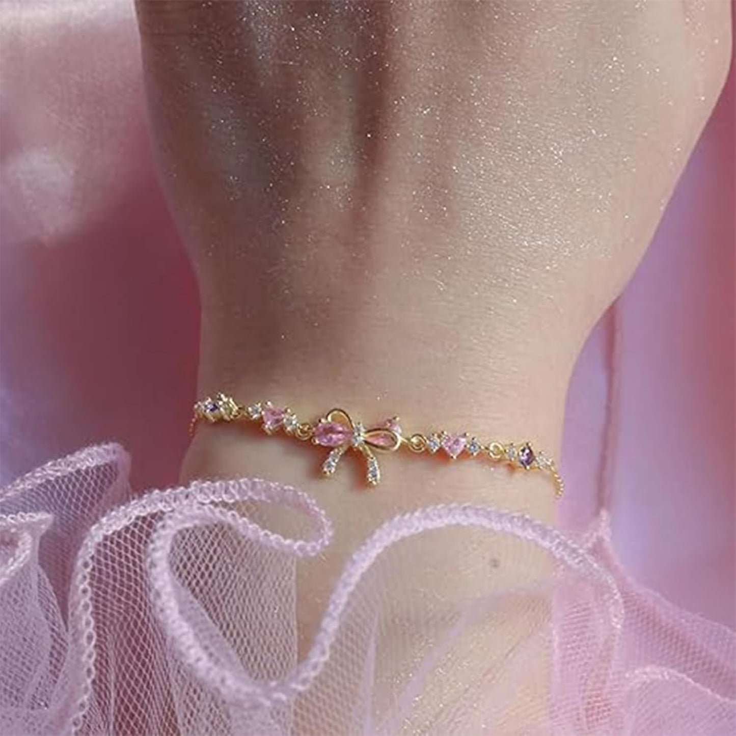 Auiremrti Friendship Bracelet with Zirconia Bow Knot