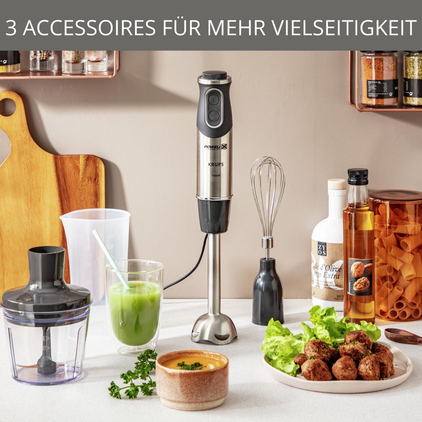 Krups Steffen Henssler Special Edition HZ656815 Stabmixer, 1000, Edelstahl, 800 milliliters, Schwarz/Silber
