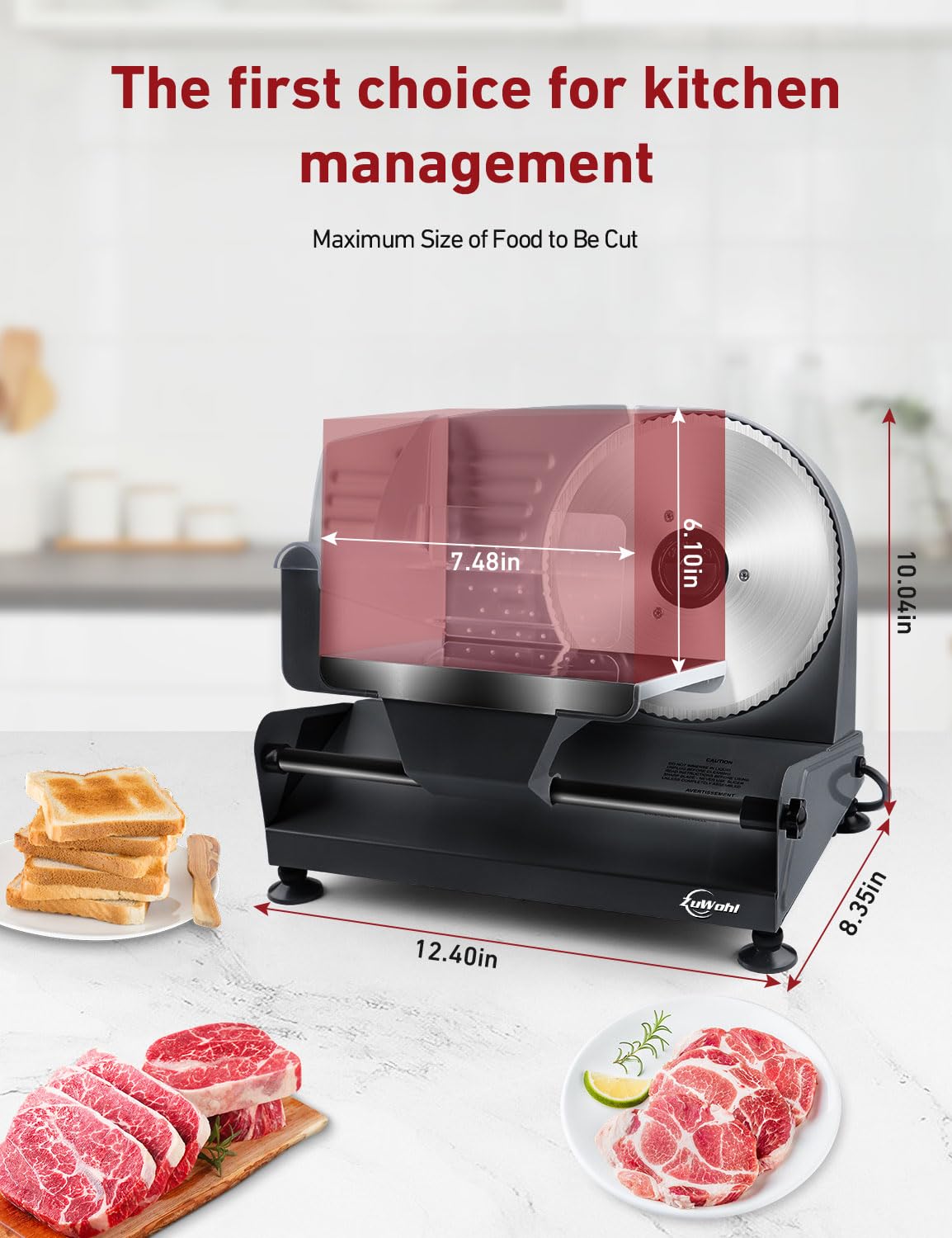 200Watt Electric All-Purpose Slicer Stainless Steel - Adjustable Food Processor 0 to 15mm - 2 Blades - Sausage Slicer - Bread Slicer, Ham Slicer, Electric Knife Meat & Cheese