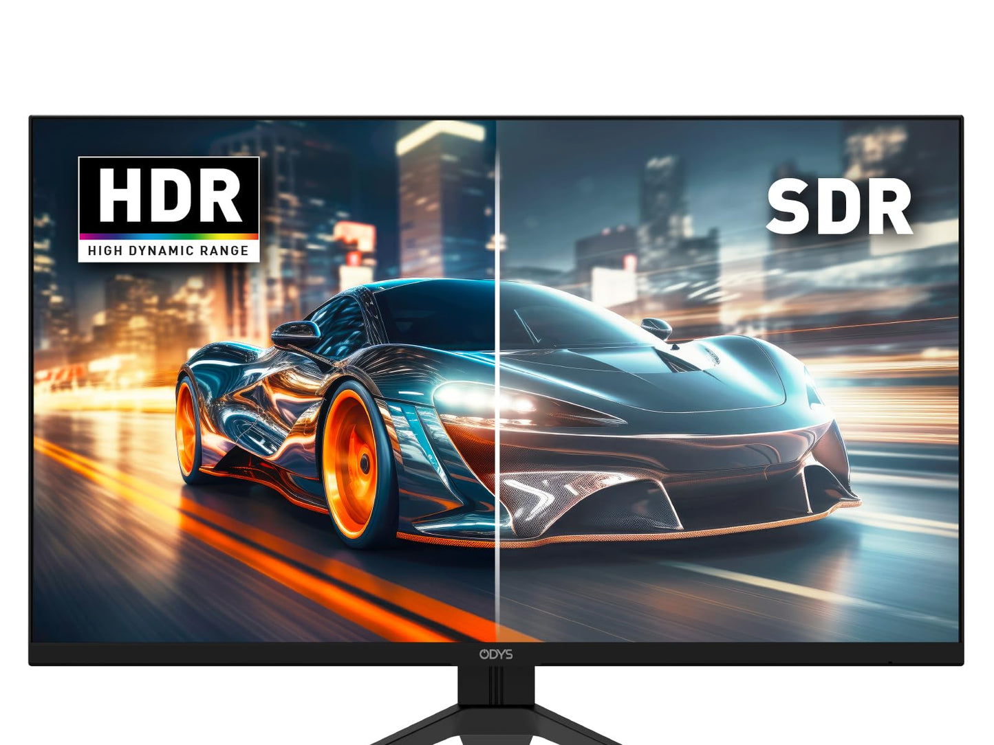 ODYS i27 Monitor - 27-Zoll-Bildschirm im rahmenlosen Design, Full HD, 100 Hz, mit HDR, IPS Panel, FreeSync, HDMI, USB-C, 3,5mm Audio