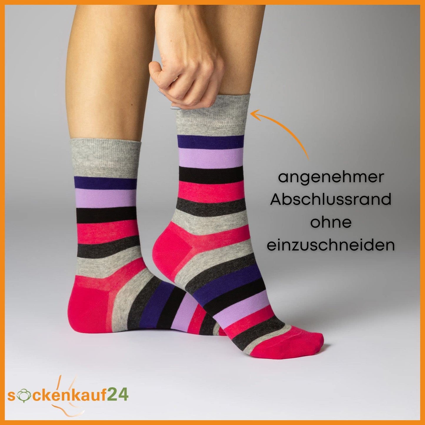 Women's Striped Socks Colorful Cotton with Comfort Cuff Seamless Toe (6 or 12 Pairs)