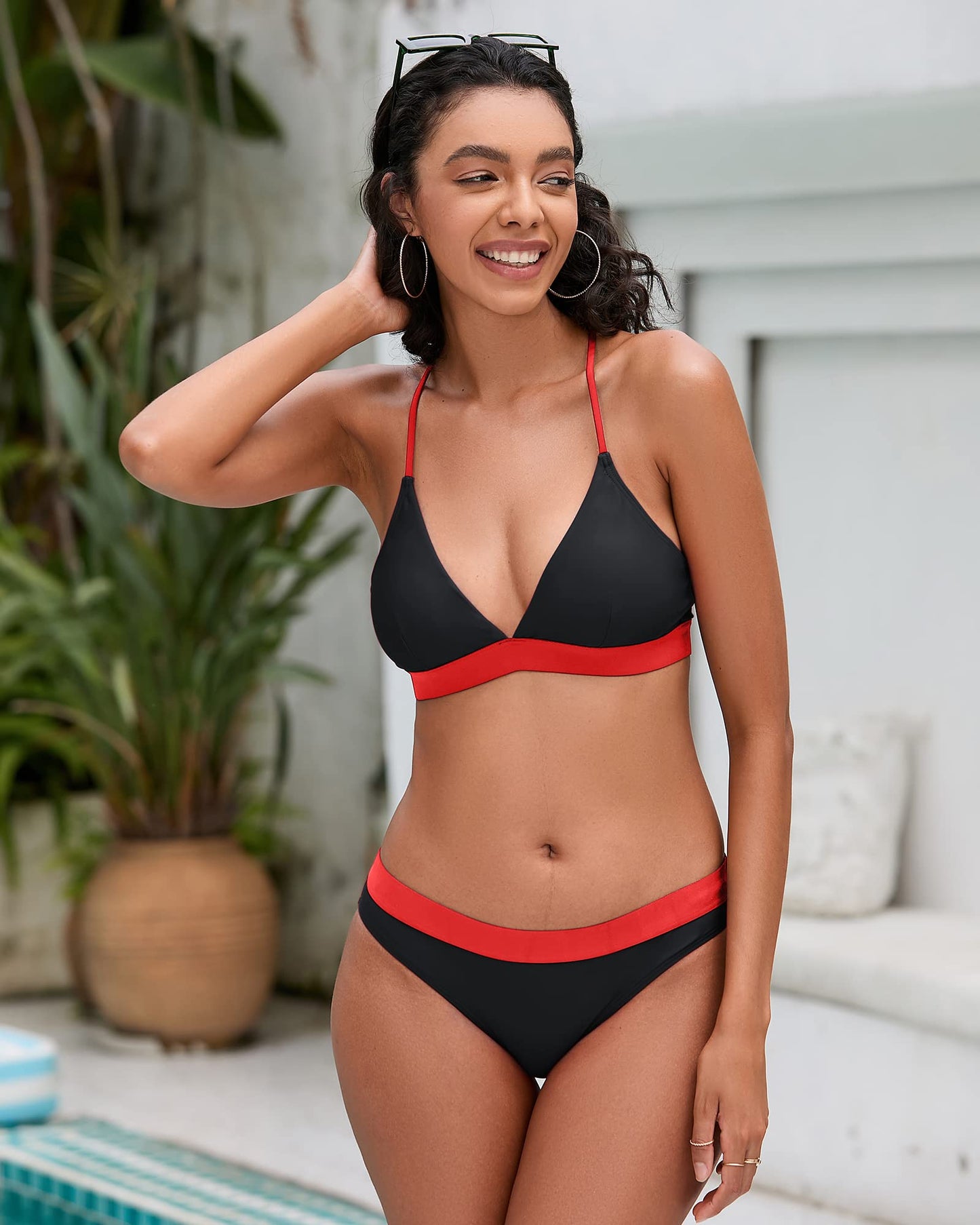Women's Bikini Set, Triangle Top Wide Underbust Band Swimsuit