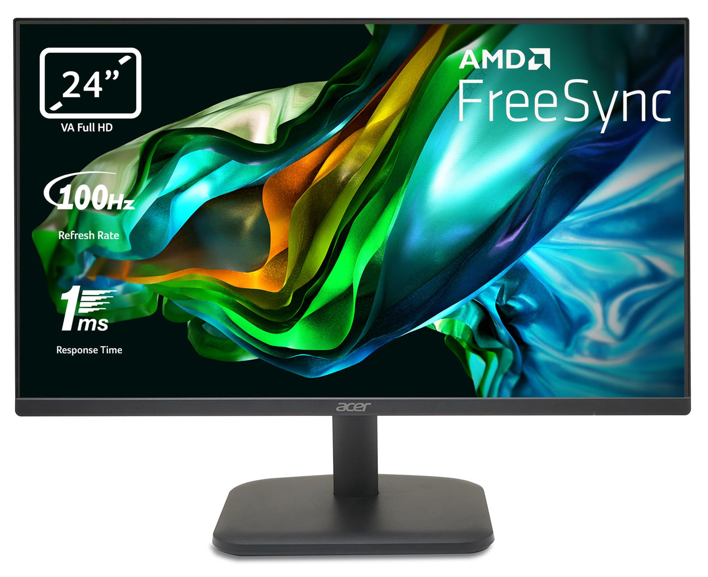 Acer EK241YH Monitor 23,8 Zoll (60 cm Bildschirm) Full HD, 100Hz HDMI, 75Hz VGA, 5ms (GTG), HDMI 1.4, FreeSync, Schwarz